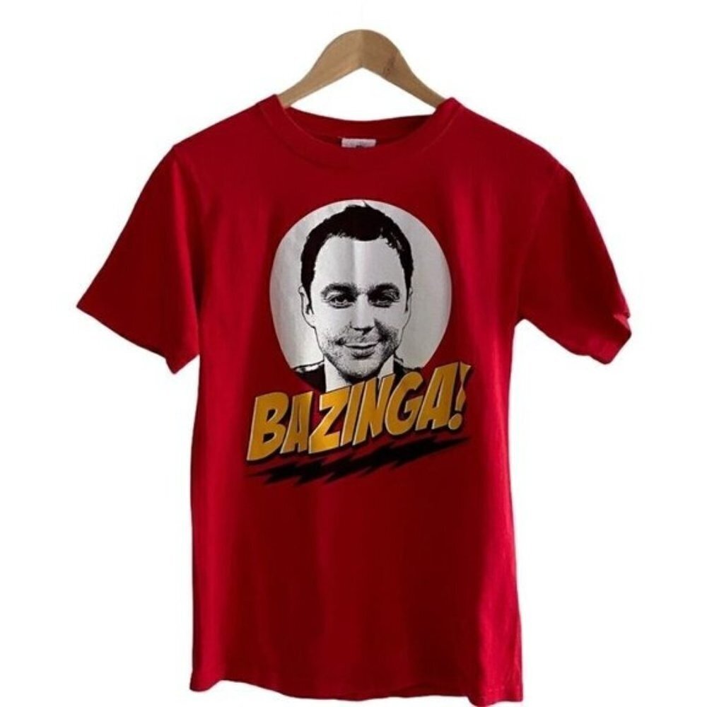WARNER Brothers Big Bang Theory Sheldon Bazinga Short Sleeve T Shirt Red US S